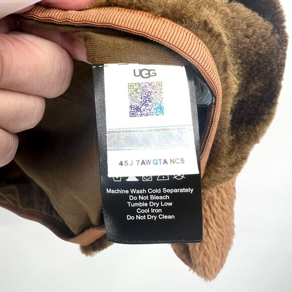 UGG Womens Marlene Sherpa Jacket Medium Tan Chestnut Heritage Braid NWT - Picture 11 of 12